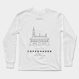 Copenhagen Minimal Black Line Design Long Sleeve T-Shirt